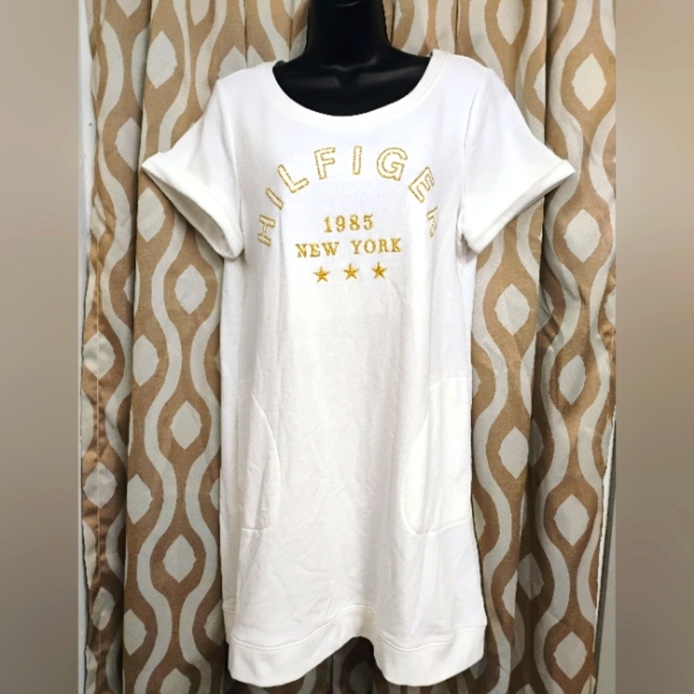 Tommy Hilfiger White Dress with Gold Accents